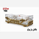 جاقاشقی کریستالی با پایه برنجی طرح مورانو، دکوری لوکس برای میز ناهارخوری، محصولی باکیفیت از گالری متالوکس