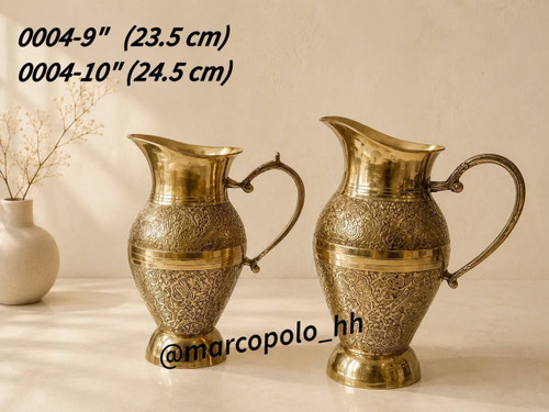 پارچ برنجی طرح طاووس لب ساده در دو سایز مختلف کد 0004