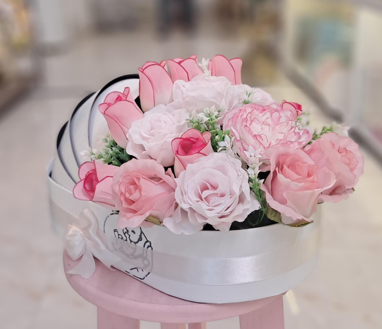 باکس گل مصنوعی گهواره ای صورتی کد 803178