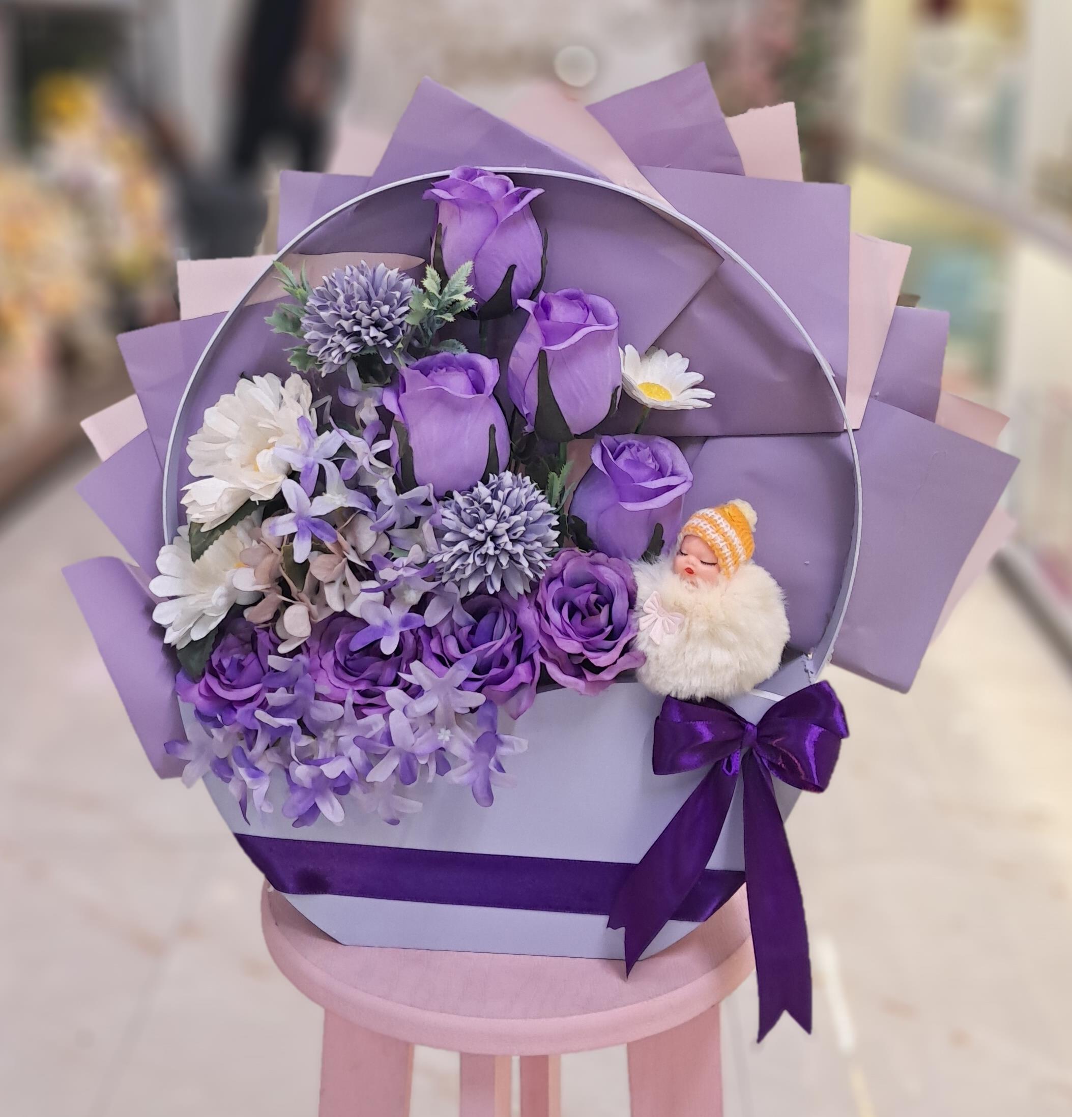باکس گل مصنوعی بنفش کد 790060