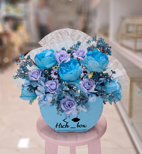 باکس گل مصنوعی آبی کوچک کد 790036
