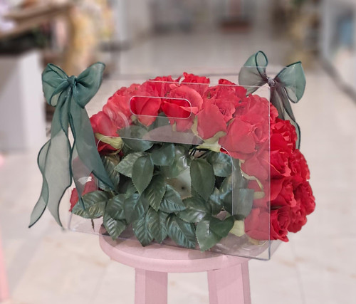 بگ طلقی با گل مصنوعی قرمز کد 790035
