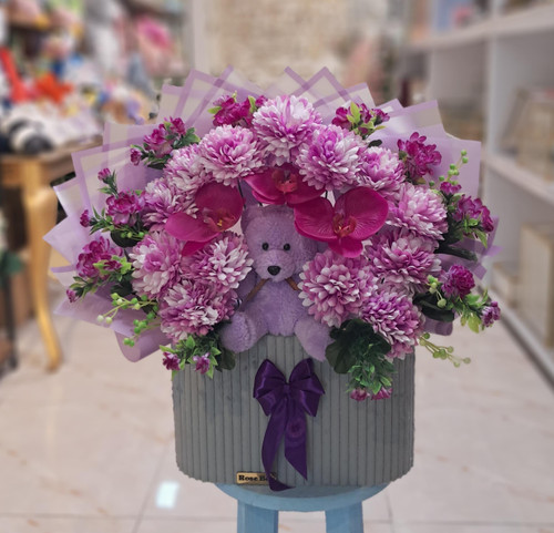 باکس گل مصنوعی بنفش کد 790092