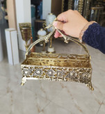 جاقاشقی سبدی دوقلو برنجی شیک و باکیفیت مناسب برای نظمدهی قاشق و چنگال روی میز پذیرایی و آشپزخانه