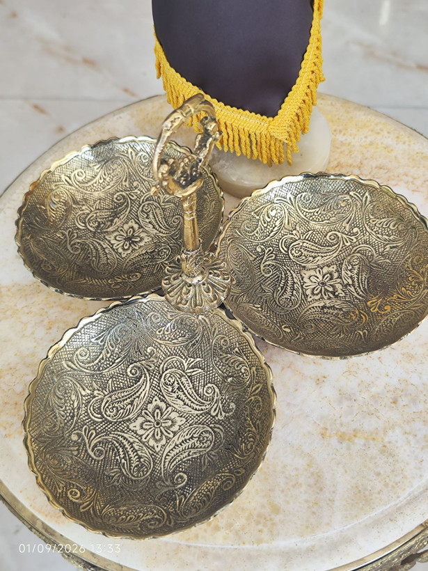 اردو خوری سه تایی برنجی طرح گل لوکس و اصل بازرگانی نداف