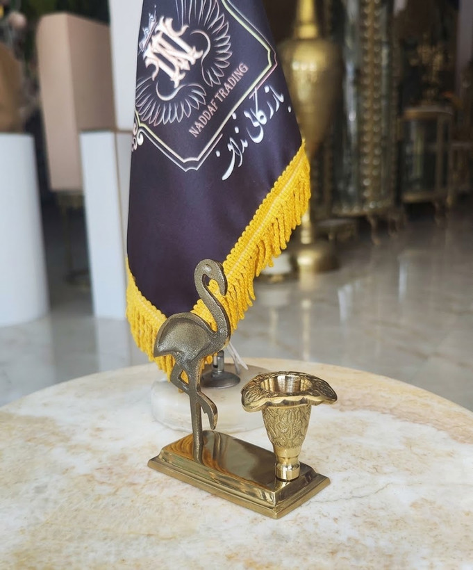 شمعدان و مجسمه برنجی طرح فلامینگو لوکس و شیک مناسب دکوراسیون منزل و میز پذیرایی