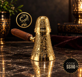 نمک پاش برنزی هندی طرح طاووس با دسته چوبی خراطیشده کد SS110 بازرگانی نداف