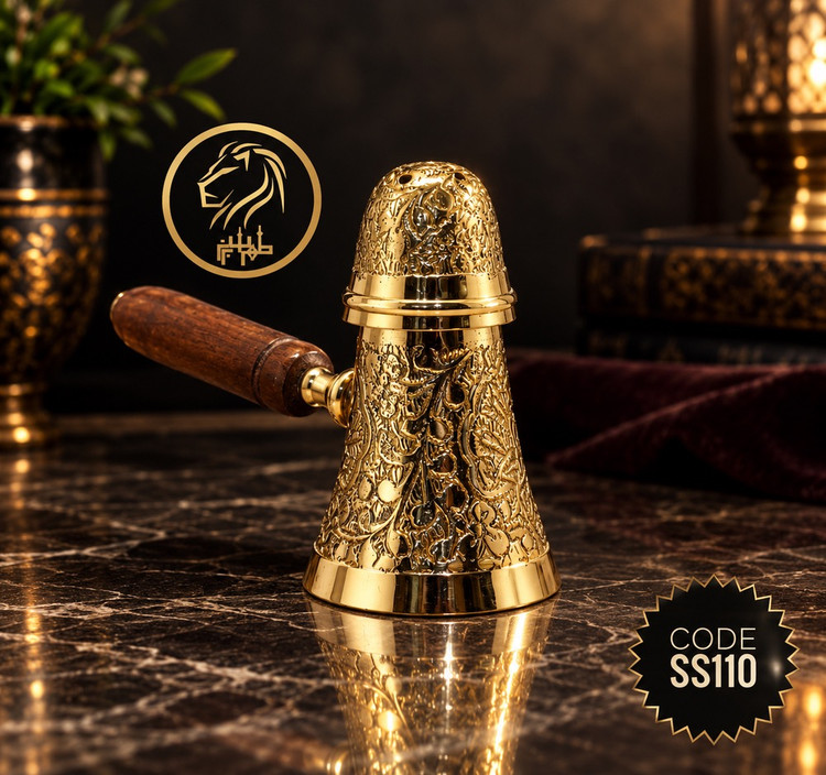 نمک پاش برنزی هندی طرح طاووس با دسته چوبی خراطیشده کد SS110 بازرگانی نداف
