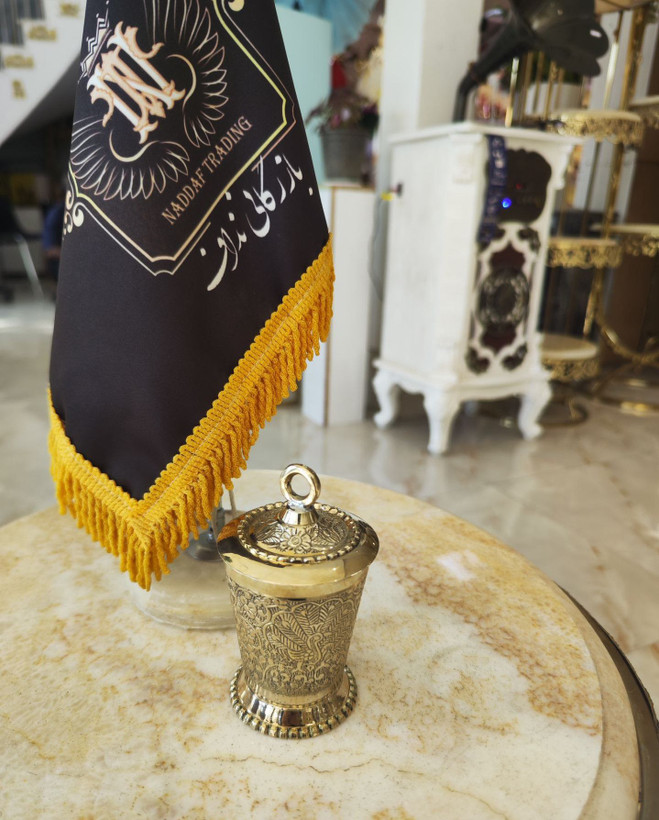 بانکه استوانهای برنجی طرح طاووس کوچک لوکس و باکیفیت مناسب برای آشپزخانه و دکوراسیون منزل