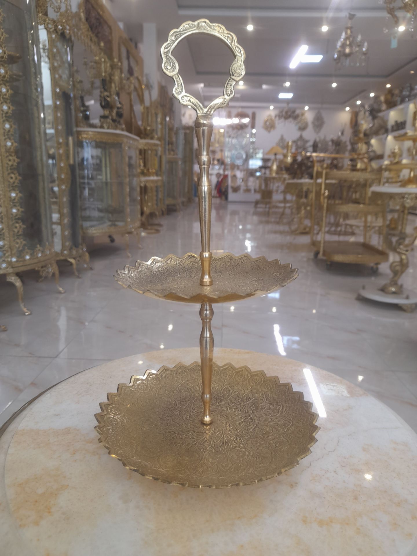 شیرینی خوری برنجی دو طبقه طرح پردیس - برند متالوکس