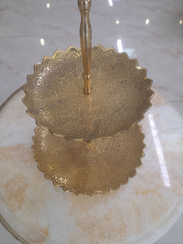 شیرینی خوری برنجی دو طبقه طرح پردیس - برند متالوکس