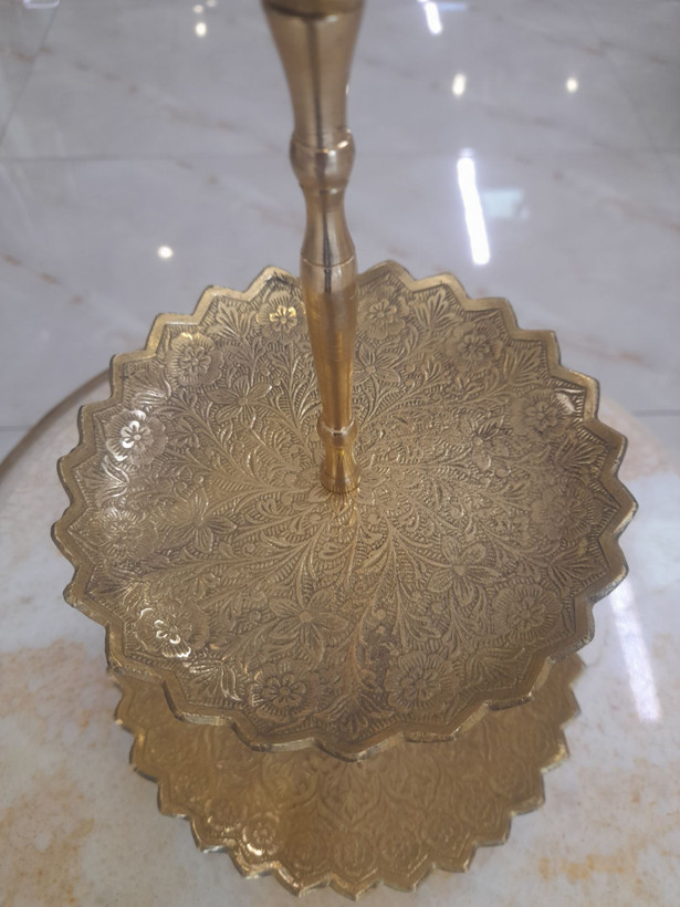 شیرینی خوری برنجی دو طبقه طرح پردیس - برند متالوکس