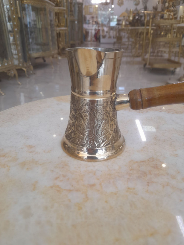 قهوه جوش برنجی کوچک ۴ اینچی طرح طاووس - برند متالوکس