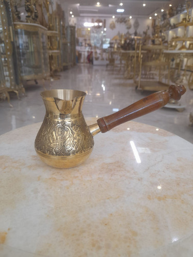 قهوه جوش برنجی گرد طرح طاووس سایز ۴ اینچ - برند متالوکس